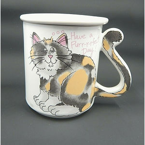 Vintage Stoneware Cat Mug w/Lid" Have a Purr-r-rfect Day"